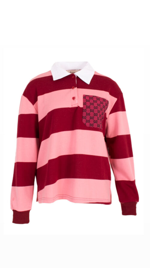 Polo sweater Stripe azzurro bordeaux -truien en vesten Label-L