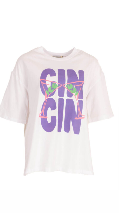 T-shirt cin cin lila Azzurro -shirts Label-L