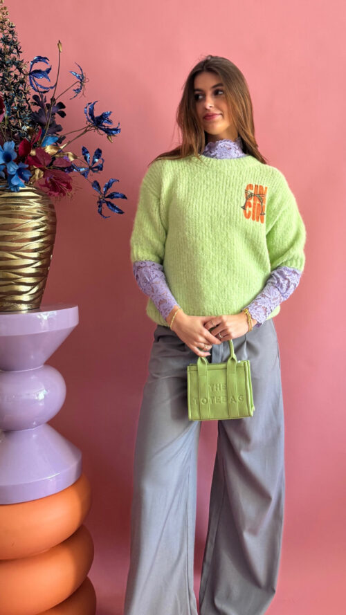 Trui chin chin lime azzurro -truien en vesten Label-L