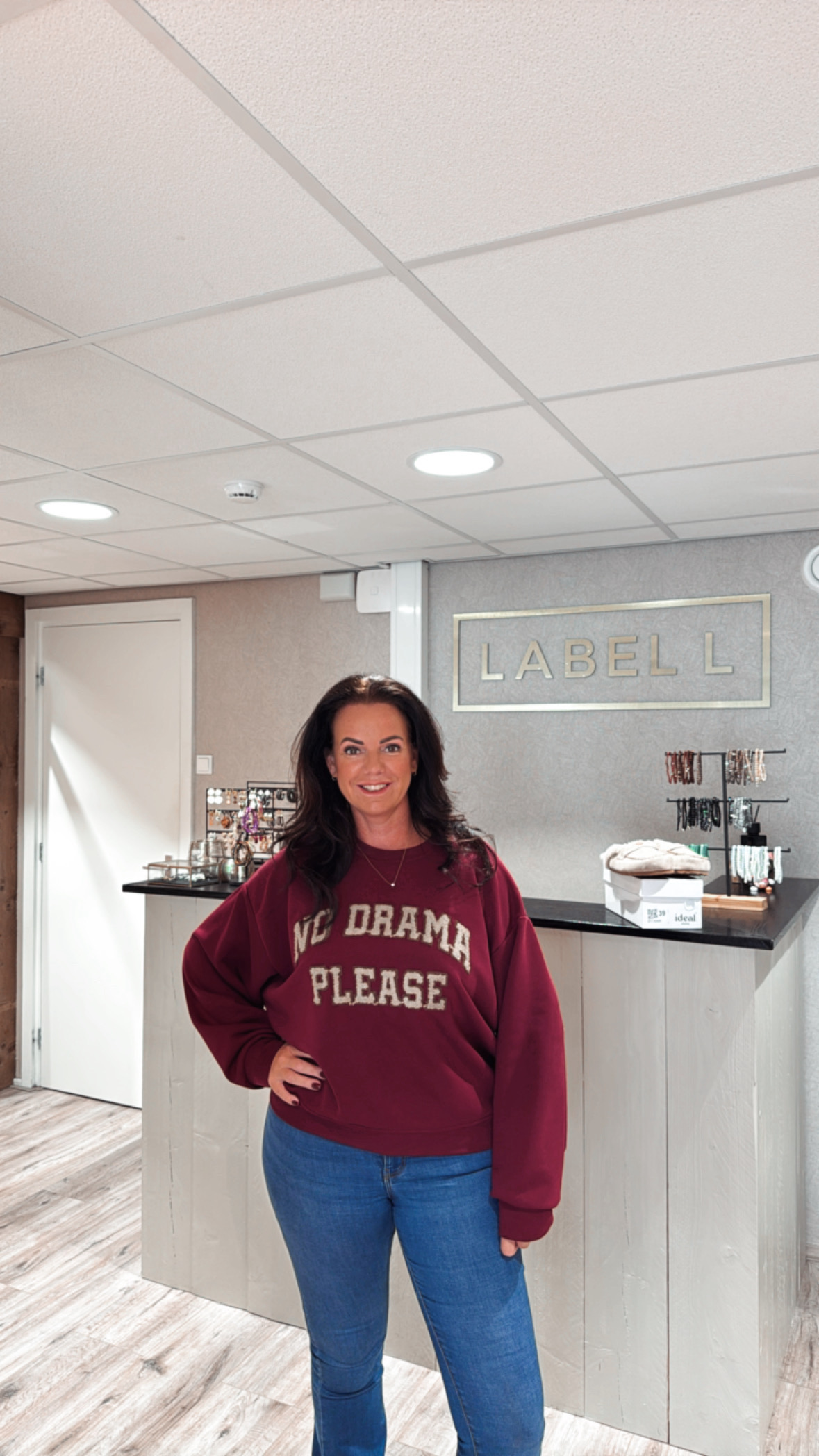 sweater No drama bordeaux Mooij -truien en vesten Label-L 1